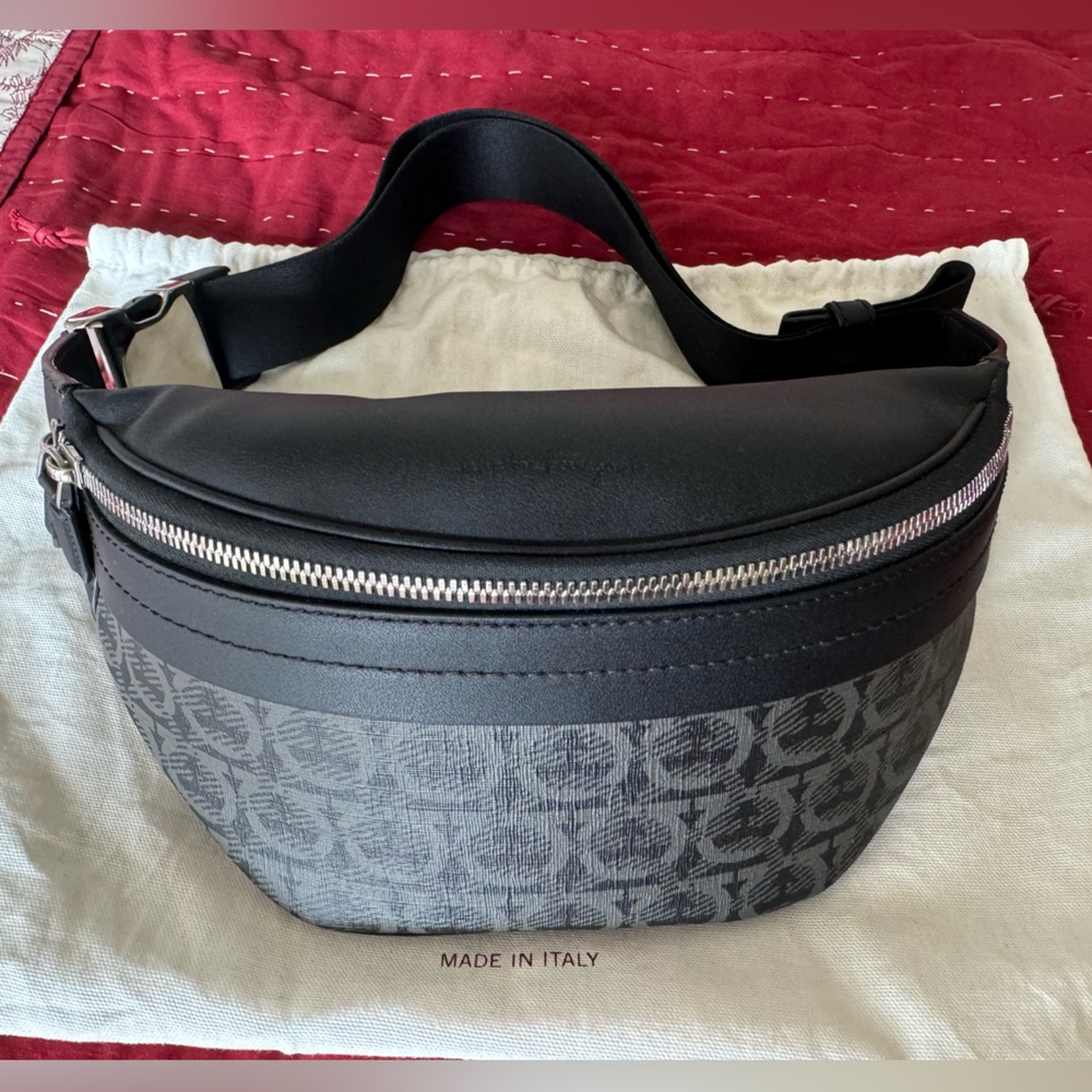 FERRAGAMO beltbag in Gancini print coated canvas